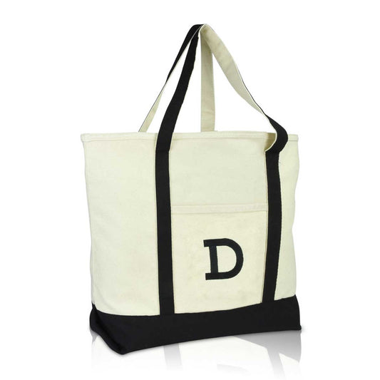 Dalix Initial Tote Bag Personalized Monogram Zippered Top Letter - D