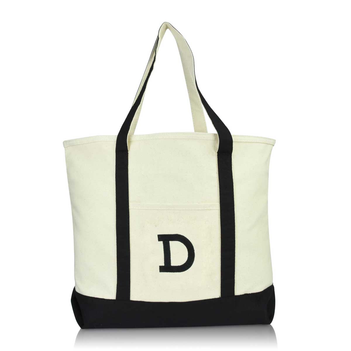 Dalix Initial Tote Bag Personalized Monogram Zippered Top Letter - D