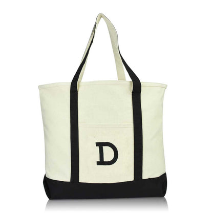 Dalix Initial Tote Bag Personalized Monogram Zippered Top Letter - D