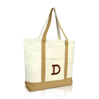 Dalix Initial Tote Bag Personalized Monogram Zippered Top Letter - D