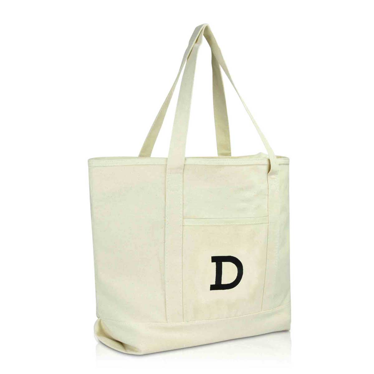 Dalix Initial Tote Bag Personalized Monogram Zippered Top Letter - D