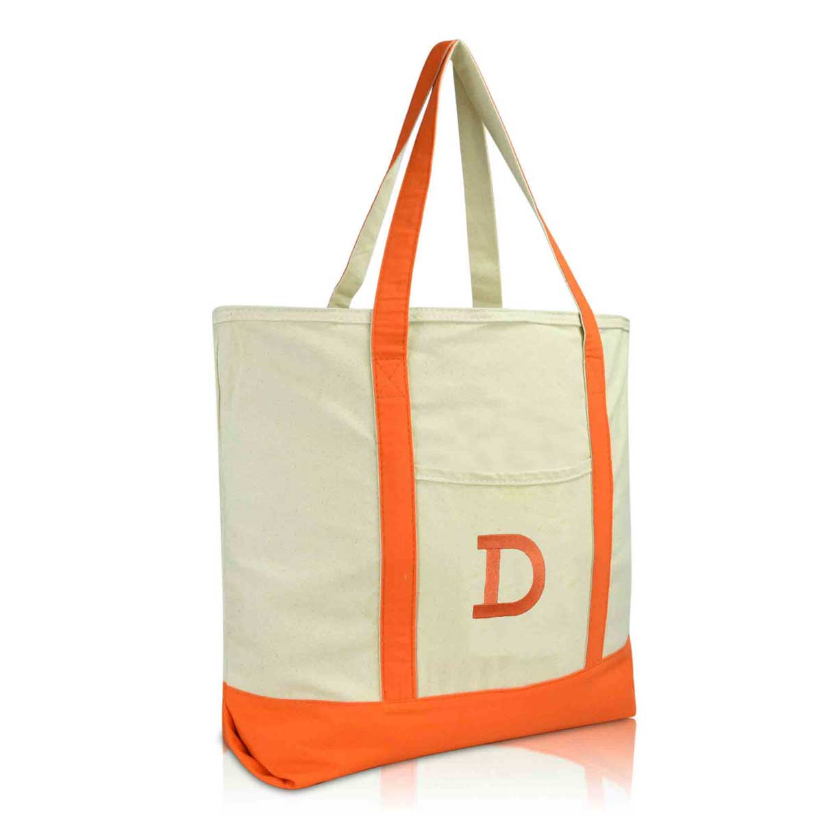 Dalix Initial Tote Bag Personalized Monogram Zippered Top Letter - D