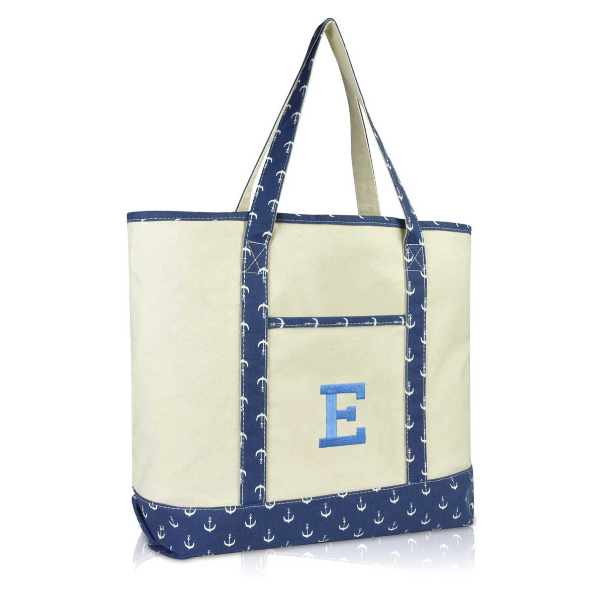 Dalix Initial Tote Bag Personalized Monogram Zippered Top Letter - E