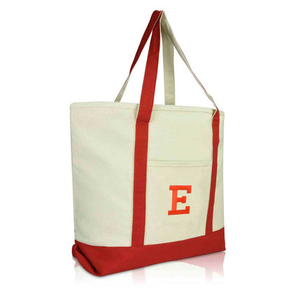 Dalix Initial Tote Bag Personalized Monogram Zippered Top Letter - E