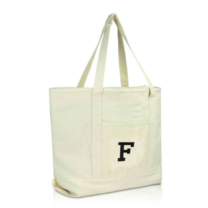 Dalix Initial Tote Bag Personalized Monogram Zippered Top Letter - F