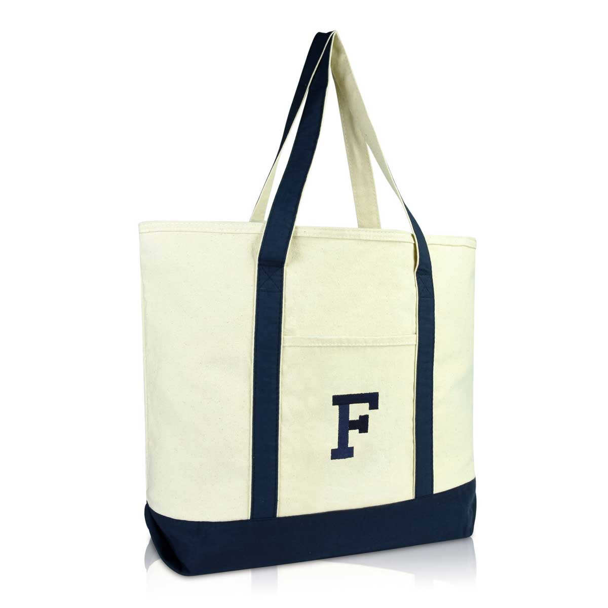 Dalix Initial Tote Bag Personalized Monogram Zippered Top Letter - F