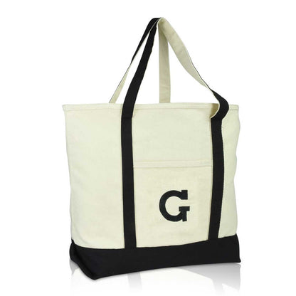 Dalix Initial Tote Bag Personalized Monogram Zippered Top Letter - G