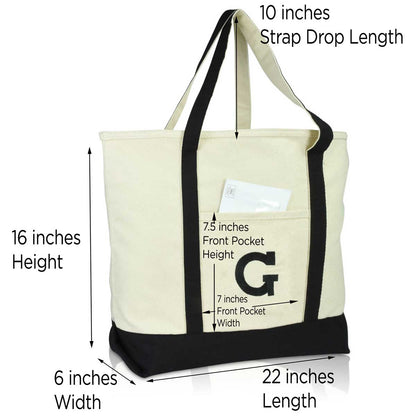 Dalix Initial Tote Bag Personalized Monogram Zippered Top Letter - G