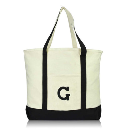 Dalix Initial Tote Bag Personalized Monogram Zippered Top Letter - G