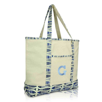 Dalix Initial Tote Bag Personalized Monogram Zippered Top Letter - G