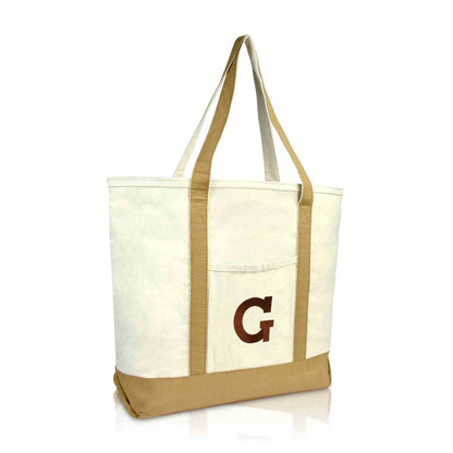 Dalix Initial Tote Bag Personalized Monogram Zippered Top Letter - G