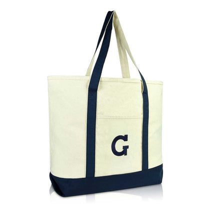 Dalix Initial Tote Bag Personalized Monogram Zippered Top Letter - G