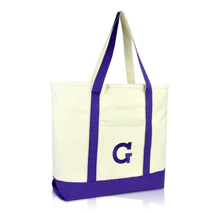 Dalix Initial Tote Bag Personalized Monogram Zippered Top Letter - G