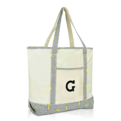 Dalix Initial Tote Bag Personalized Monogram Zippered Top Letter - G