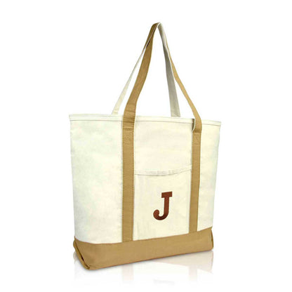 Dalix Initial Tote Bag Personalized Monogram Zippered Top Letter - J