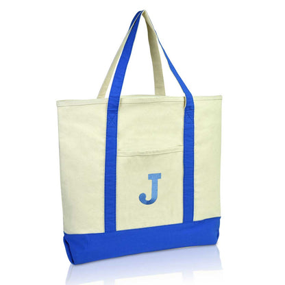 Dalix Initial Tote Bag Personalized Monogram Zippered Top Letter - J