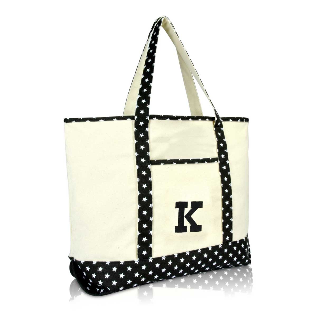 Dalix Initial Tote Bag Personalized Monogram Zippered Top Letter - K