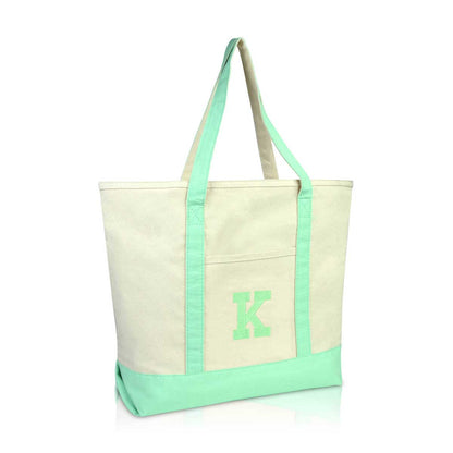 Dalix Initial Tote Bag Personalized Monogram Zippered Top Letter - K