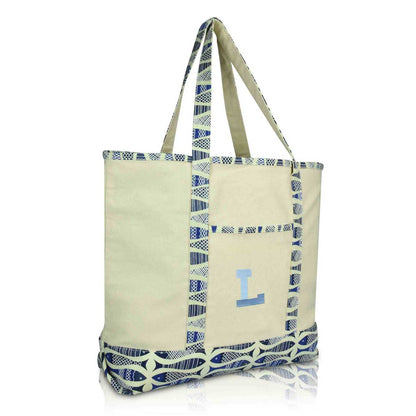 Dalix Initial Tote Bag Personalized Monogram Zippered Top Letter - L