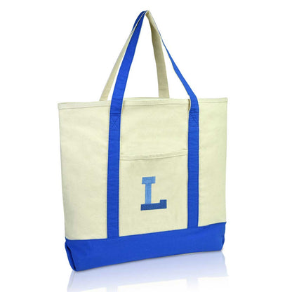 Dalix Initial Tote Bag Personalized Monogram Zippered Top Letter - L