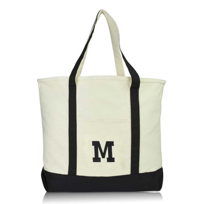 Dalix Initial Tote Bag Personalized Monogram Zippered Top Letter - M