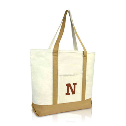 Dalix Initial Tote Bag Personalized Monogram Zippered Top Letter - N