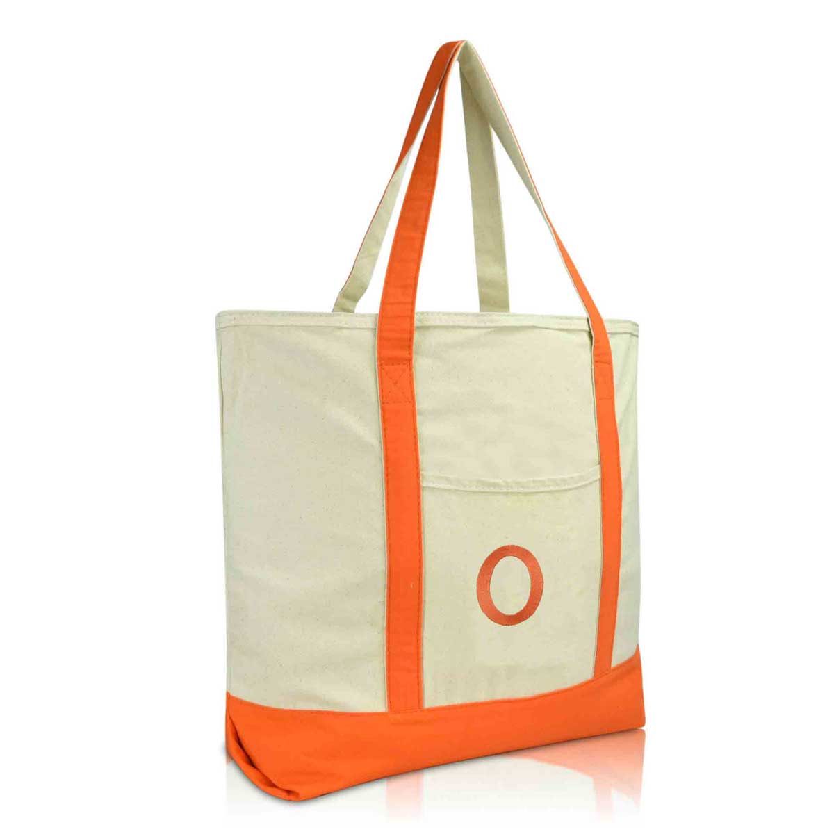 Dalix Initial Tote Bag Personalized Monogram Zippered Top Letter - O