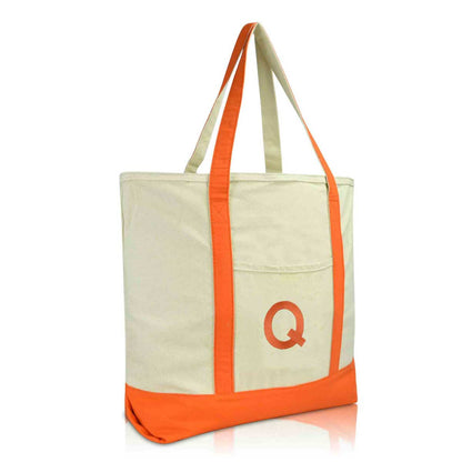 Dalix Initial Tote Bag Personalized Monogram Zippered Top Letter - Q