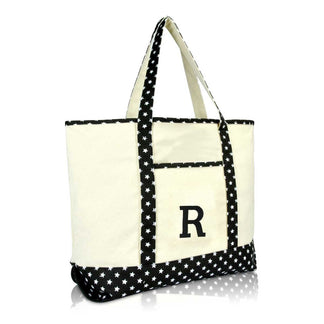 Dalix Initial Tote Bag Personalized Monogram Zippered Top Letter - R