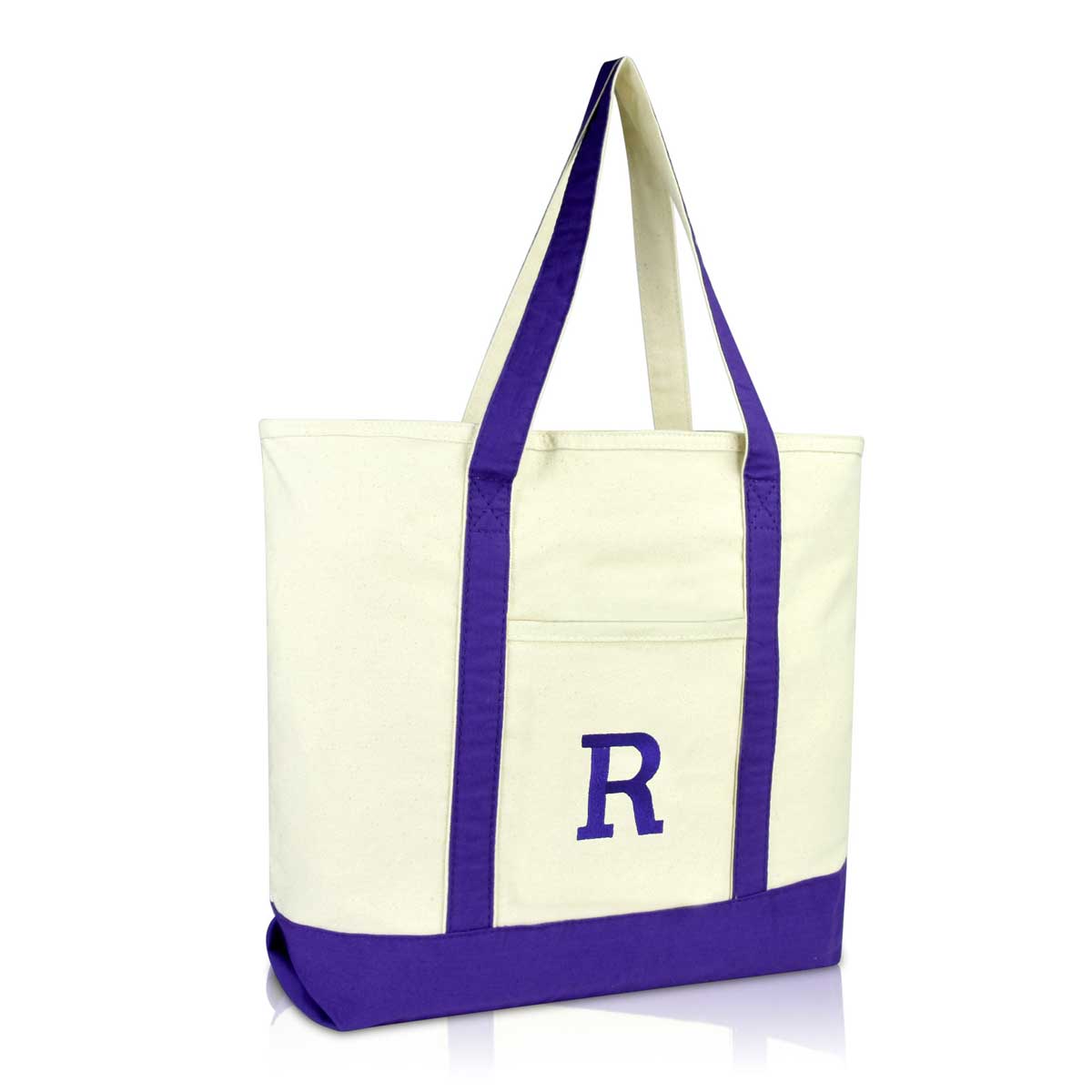 Dalix Initial Tote Bag Personalized Monogram Zippered Top Letter - R