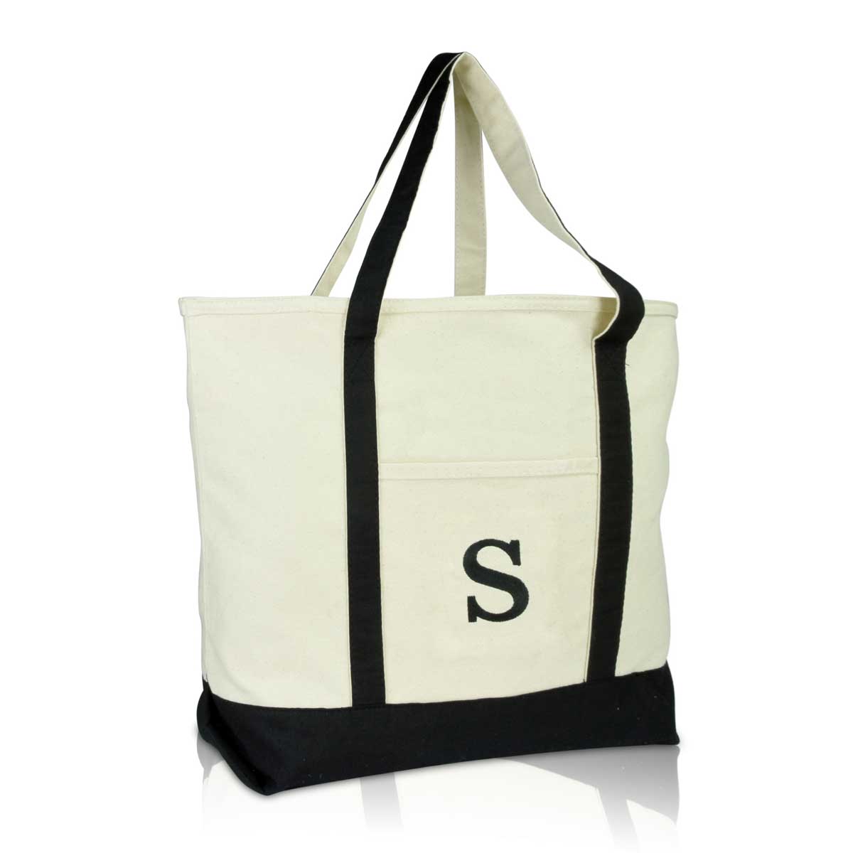 Dalix Initial Tote Bag Personalized Monogram Zippered Top Letter - S
