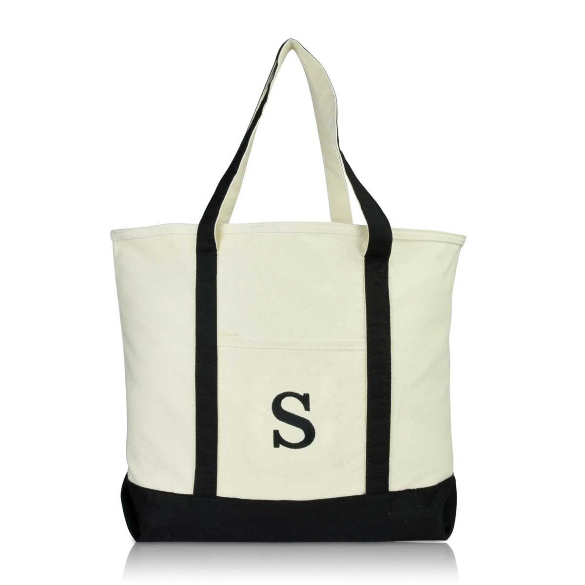 Dalix Initial Tote Bag Personalized Monogram Zippered Top Letter - S