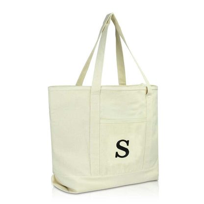 Dalix Initial Tote Bag Personalized Monogram Zippered Top Letter - S