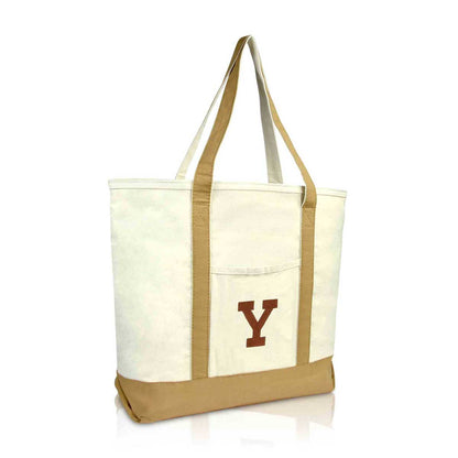Dalix Initial Tote Bag Personalized Monogram Zippered Top Letter - Y