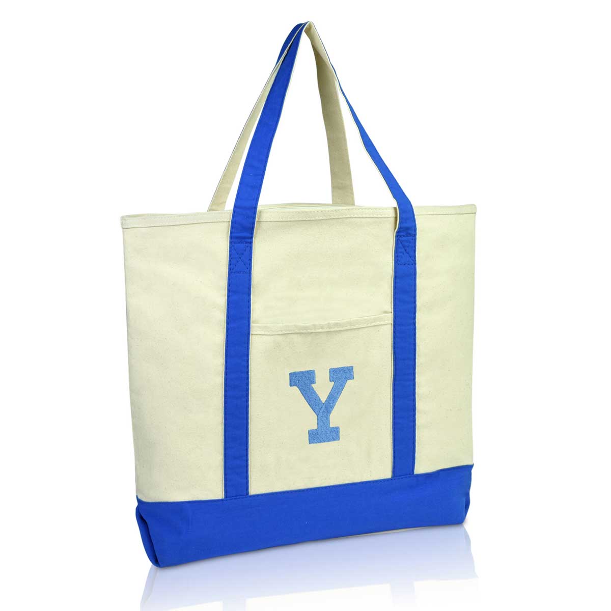 Dalix Initial Tote Bag Personalized Monogram Zippered Top Letter - Y