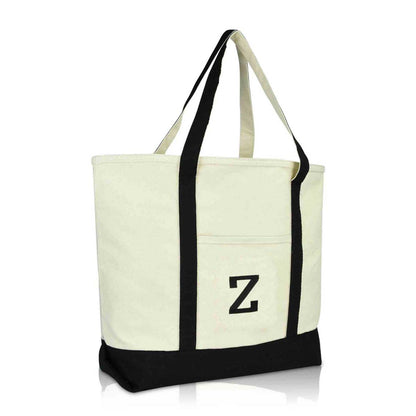 Dalix Initial Tote Bag Personalized Monogram Zippered Top Letter - Z