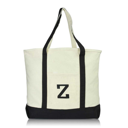 Dalix Initial Tote Bag Personalized Monogram Zippered Top Letter - Z