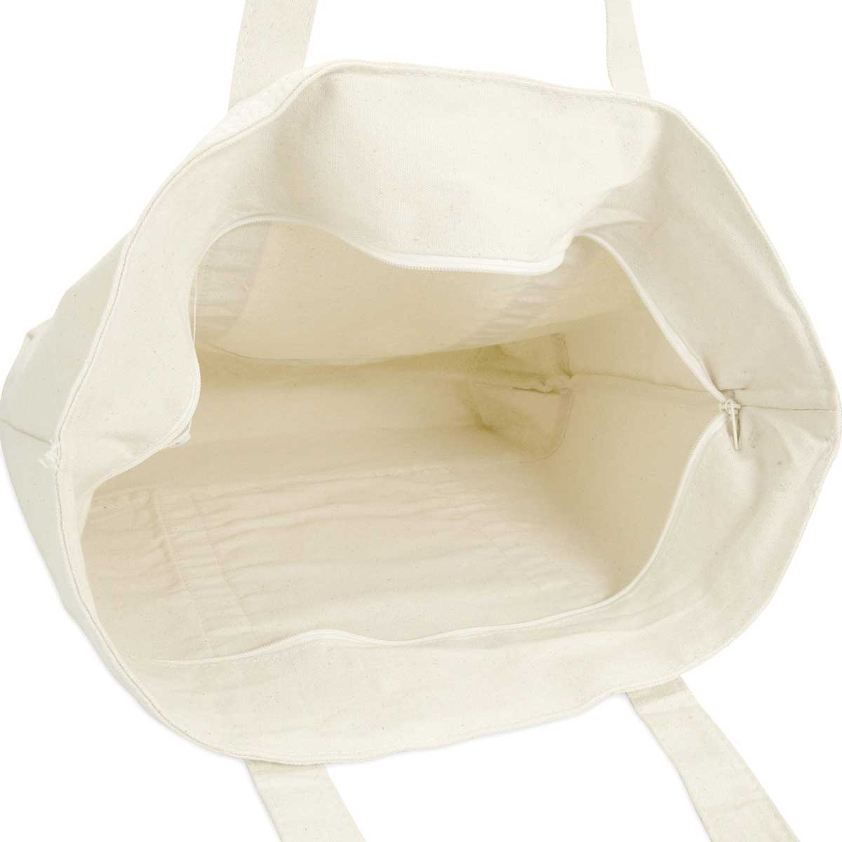 Dalix Personalized Shopping Tote Bag Monogram Natural Initial Zippered Letter A-Z