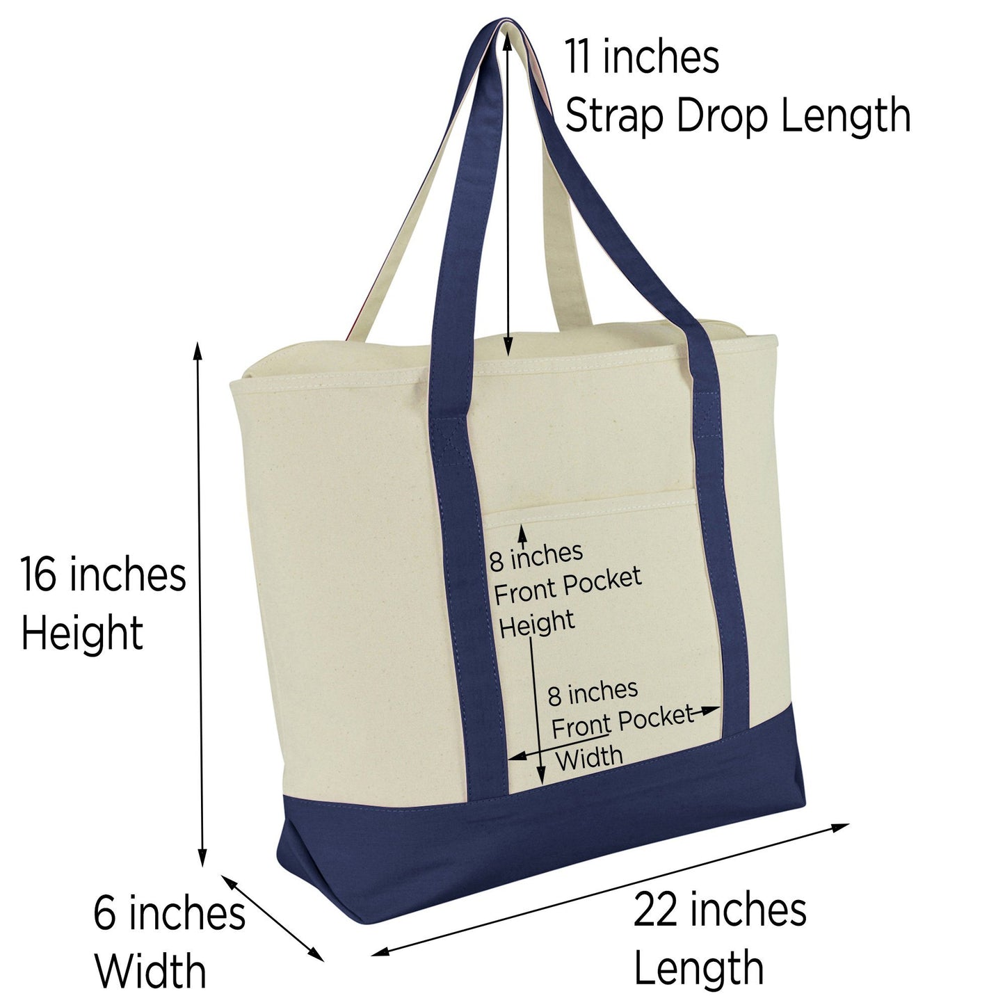 DALIX Personalized Tote Bag Monogram Navy Blue A-Z Bags DALIX 