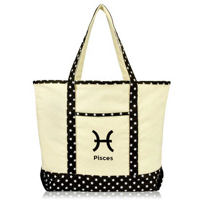 Dalix  Black Star Zodiac Tote Bag