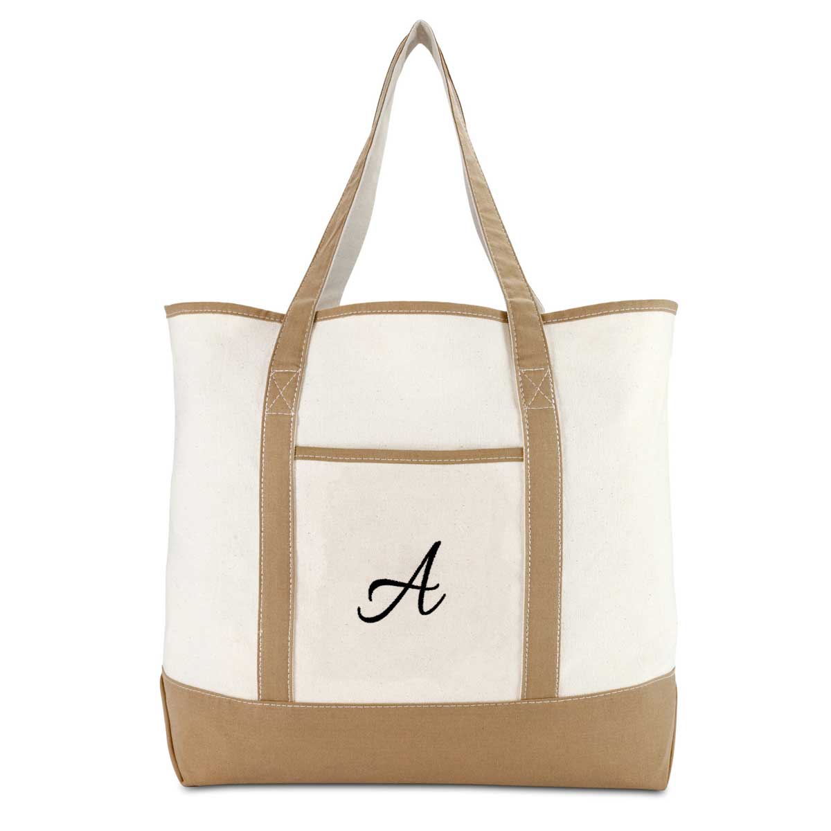 Dalix Medium Personalized Tote Bag Monogrammed Initial Letter - K Red