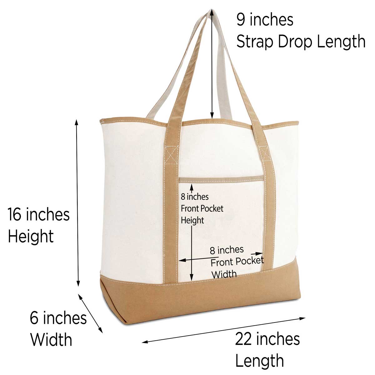 Lands End Canvas Tote Bag large open top 3 shades of brown l new