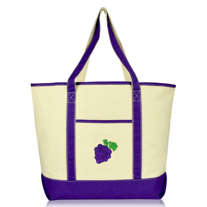 Dalix Tote Bag Reusable Grocery Natural Canvas Fruits