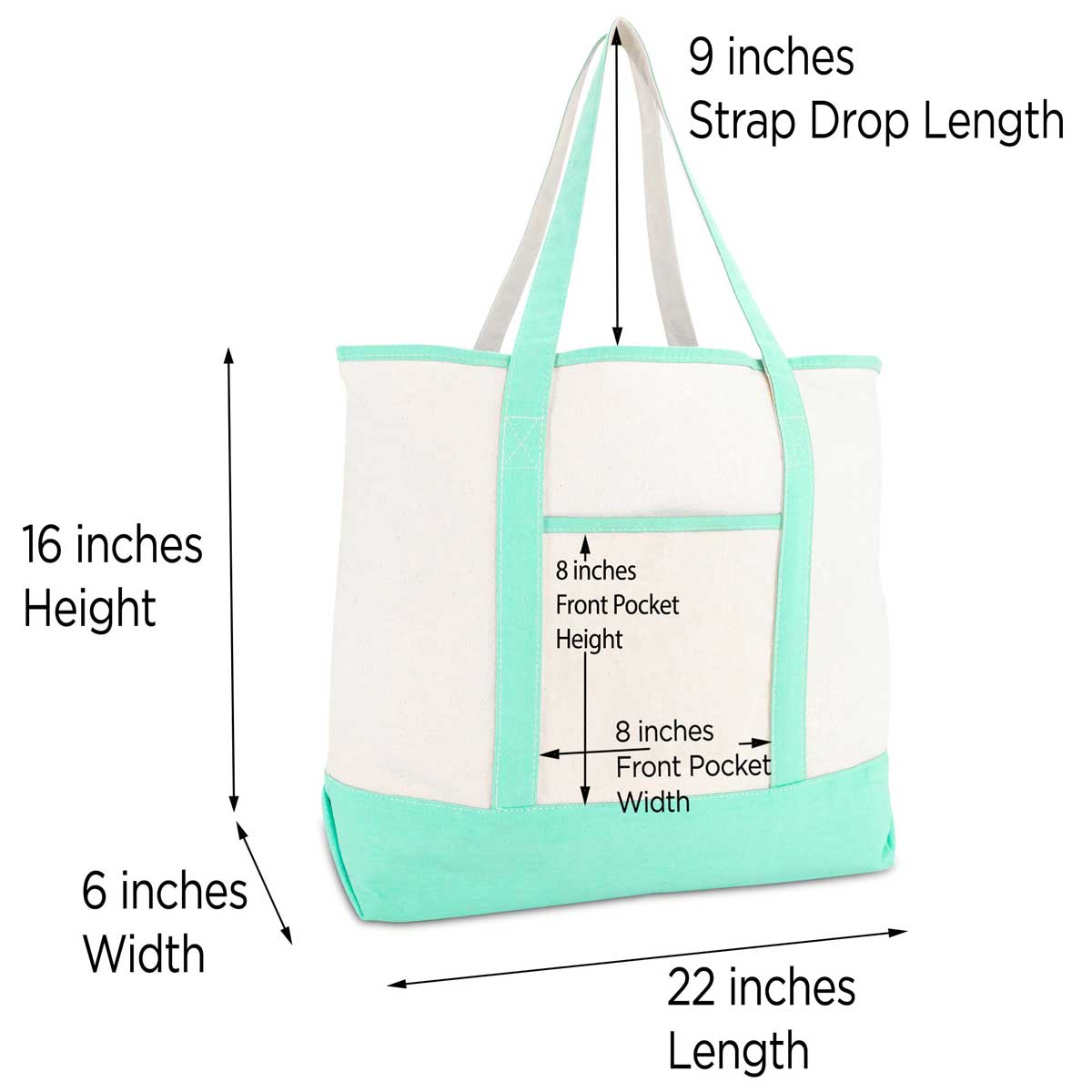 Dalix Monogram Tote Bag For Women Open Top Mint Green Personalized Letter A-Z