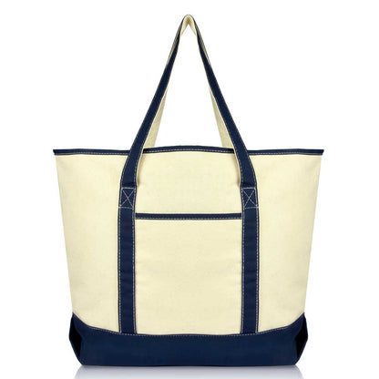 Blue Star Canvas Tote with Tied Rope Handles