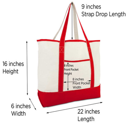 Dalix Monogram Bag Personalized Tote For Women Open Top Red Initial A-Z
