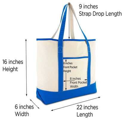 Dalix Women's Canvas Tote Bag Satchel Shoulder Bags Royal Blue Monogram A-Z