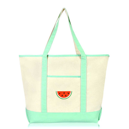 Dalix Tote Bag Reusable Grocery Natural Canvas Fruits