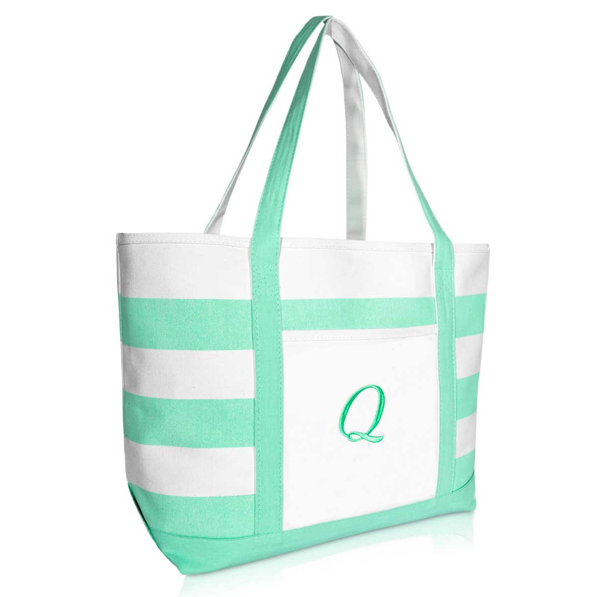 Personalized Initial Canvas Tote Bag, Monogrammed Beach Bag for
