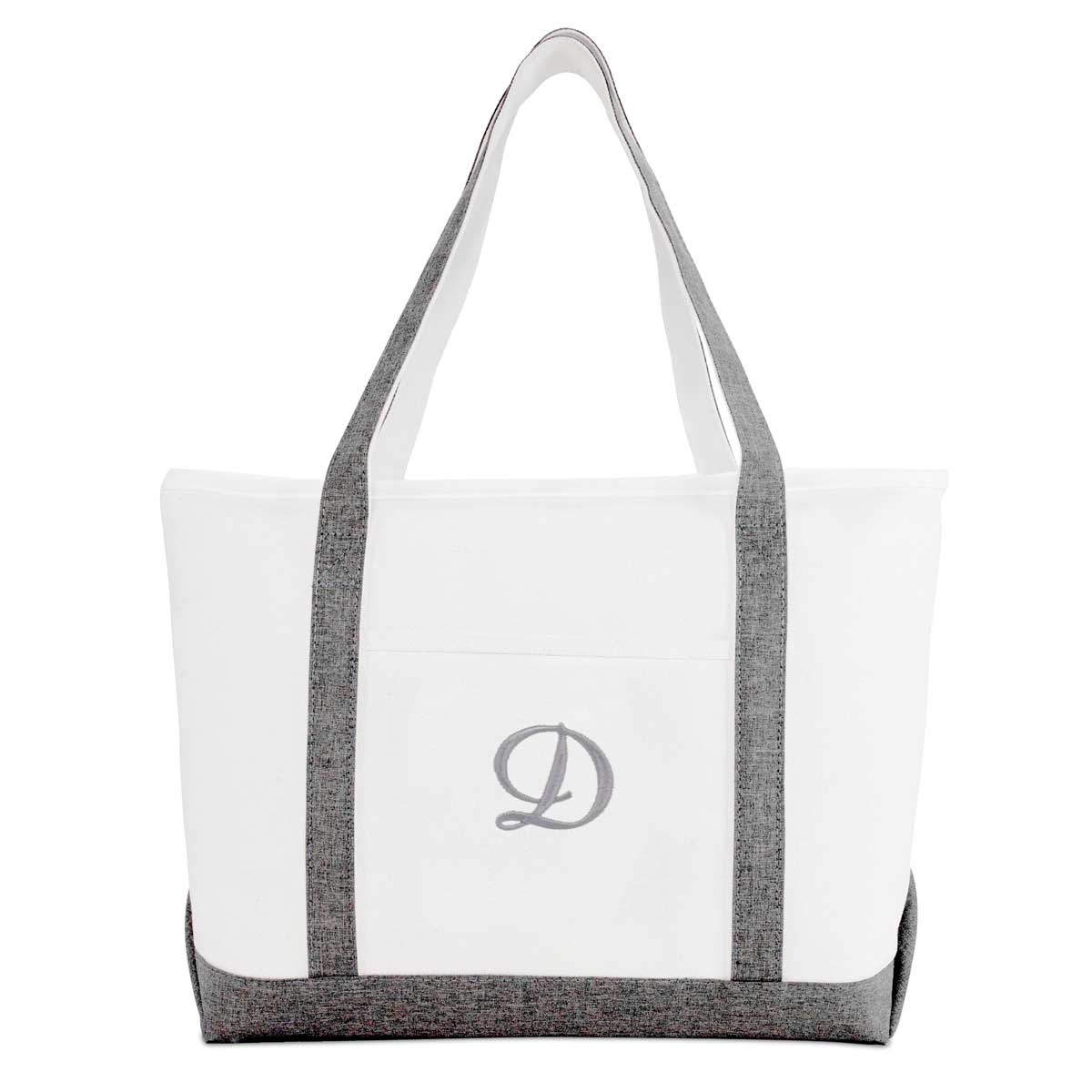 Dalix Gray Beach Tote Bag Personalized Gifts Women Shoulder Bags Letter A-Z